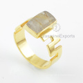 Anillo de oro de la piedra preciosa del rutilo del diseñador, surtidor al por mayor para la joyería del anillo de oro de la piedra